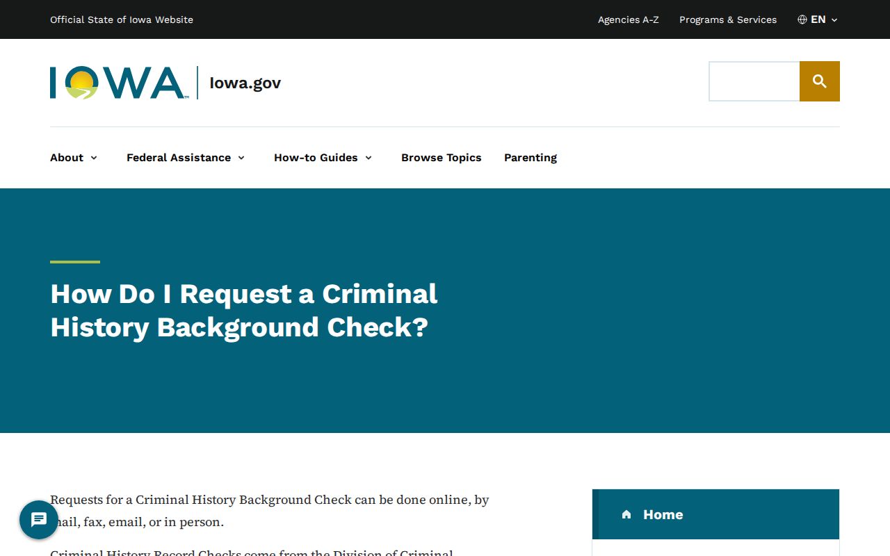 Taylor County criminal history Iowa DCI check instructions