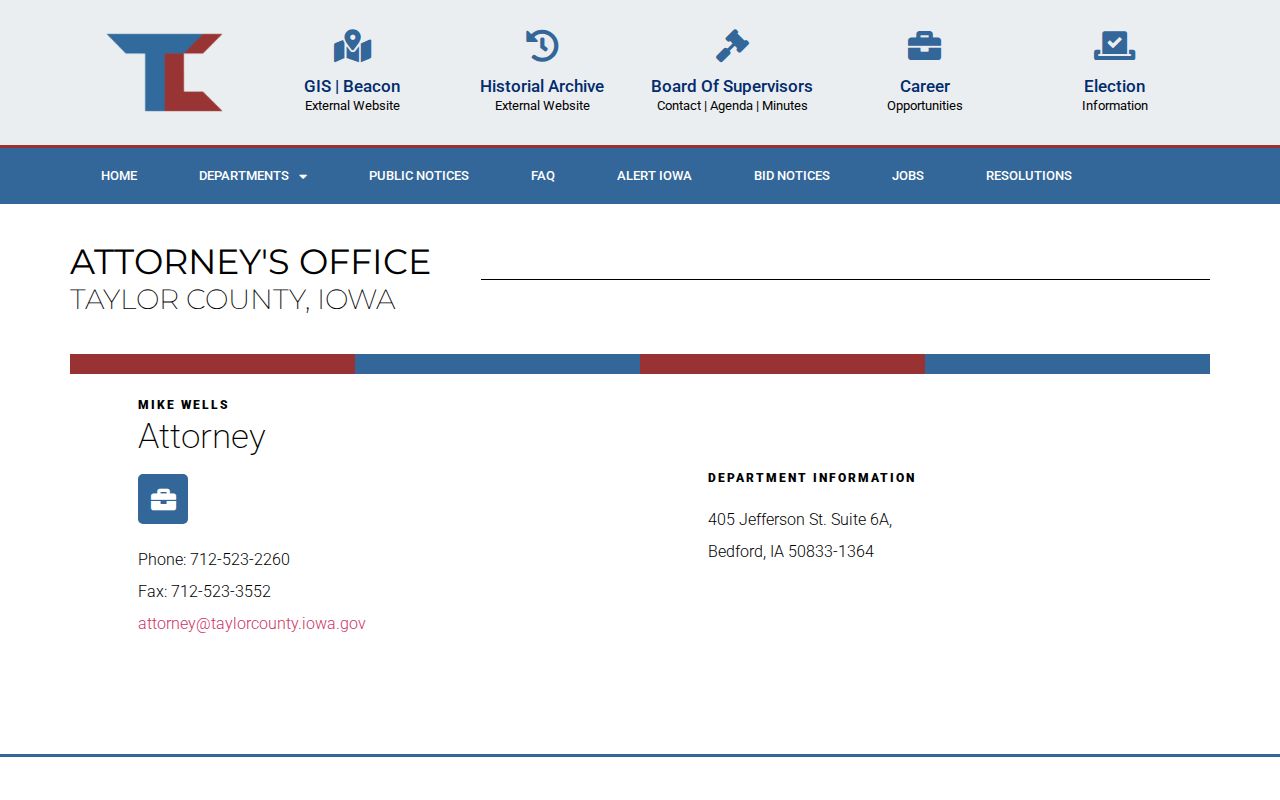 Bedford criminal history route to the Taylor County Attorney office